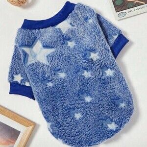 PETSIN Small Dog Hoodie Sweater Blue Star Size Small